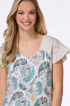 Paisley Ruffled Sleeve Top