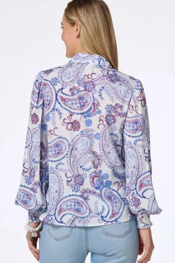 Paisley Smocked Cuff Shirt