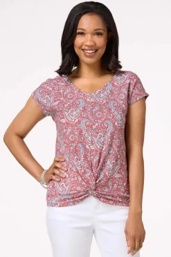 Paisley Twisted Hem Top