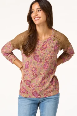 Paisley Waffle Sleeve Top