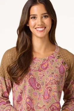Paisley Waffle Sleeve Top