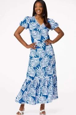 Palm Leaf Bubble Sleeve Top