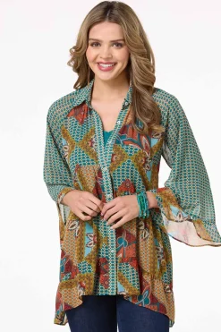 Patchwork Flounced Trim Shirt