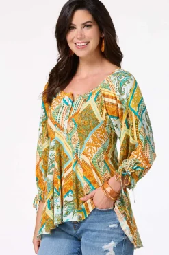 Patchwork Tie Sleeve Top
