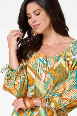 Patchwork Tie Sleeve Top