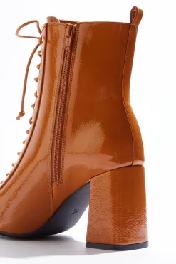 Patent Lace Up Ankle Boots