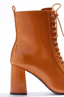 Patent Lace Up Ankle Boots