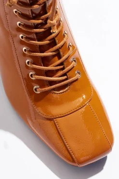 Patent Lace Up Ankle Boots