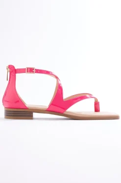 Patent Pink Strappy Thong Sandals