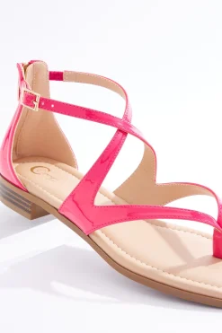 Patent Pink Strappy Thong Sandals