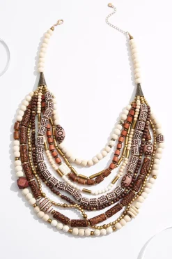 Pattern Wood Layered Necklace