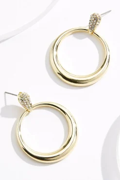 Pave Post Gold Ring Earrings