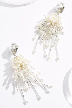 Pearl Beaded Cluster Earrings