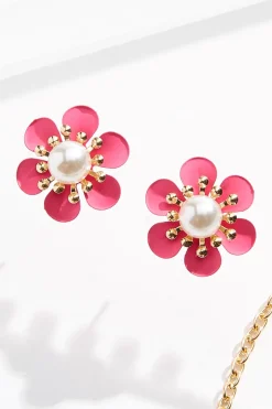 Pearl Center Flower Necklace Set
