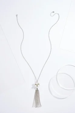 Pearl Cluster Tassel Necklace