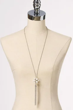 Pearl Cluster Tassel Necklace