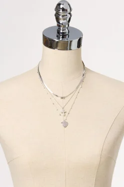 Pearl Cross Heart Charm Necklace