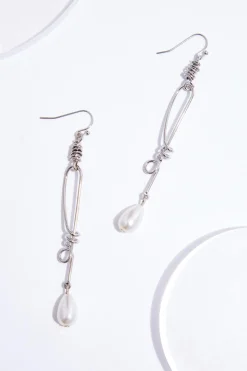 Pearl Dangle Twist Earrings