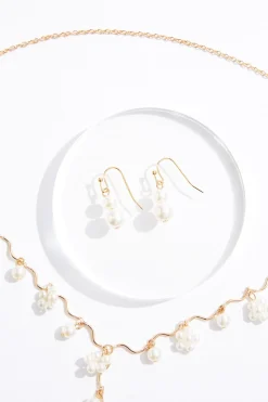 Pearl Detail Long Necklace Set