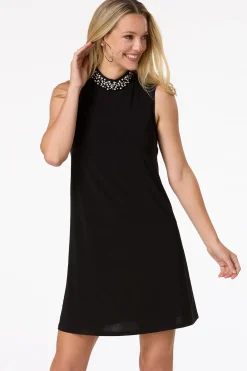 Pearl Embellished Swing Dress
