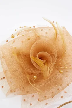Pearl Feather Polka Dot Fascinator