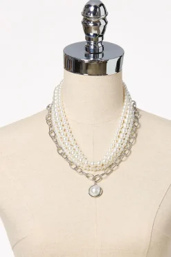 Pearl Layered Chain Necklace Set