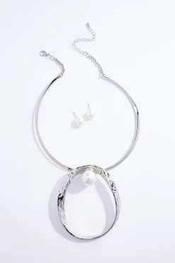 Pearl Statement Wire Necklace Set