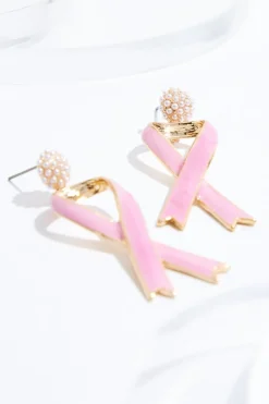 Pearl Stud Awareness Ribbon Earrings