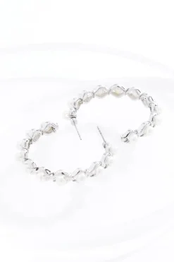 Pearl Studded Hoop Earrings