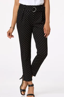 Petite Belted Polka Dot Pants
