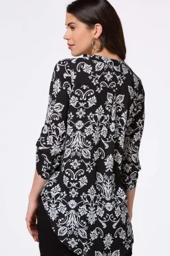 Petite Black And White Floral Tunic
