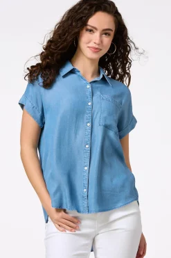 Petite Chambray Button Down Tunic