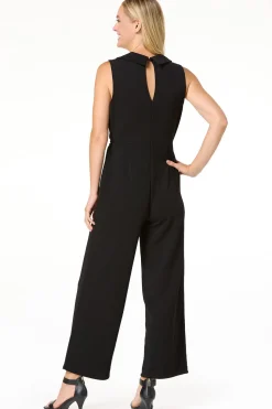 Petite Collared Tie Waist Jumpsuit
