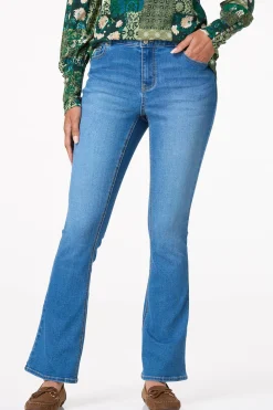 Petite Double Button High Rise Bootcut Jeans