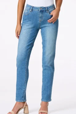 Petite Embellished Mid Rise Jeans