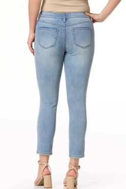 Petite Floral Embroidered Pearl Ankle Jeans