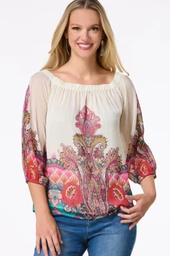 Petite Floral Lurex Stripe Top