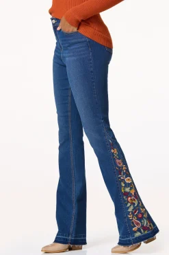 Petite Floral Paisley Embroidered Jeans