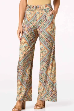 Petite Framed Floral Wide Leg Pants