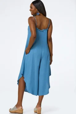 Petite Frayed Chambray Jumpsuit