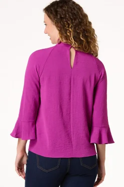 Petite Keyhole Mock Neck Top
