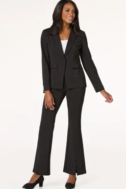 Petite Ribbed Split Hem Flare Pants