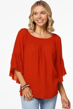Petite Ruffled Bell Sleeve Top
