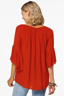 Petite Ruffled Bell Sleeve Top