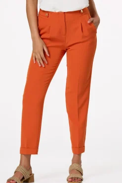 Petite Slim Button Tab Pants
