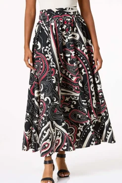 Petite Sweeping Scarlet Floral Maxi Skirt