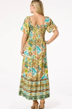 Petite Tiered Bubble Sleeve Maxi Dress