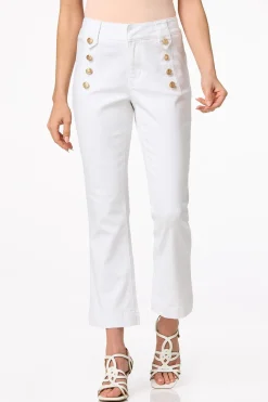 Petite White Sailor Button Jeans