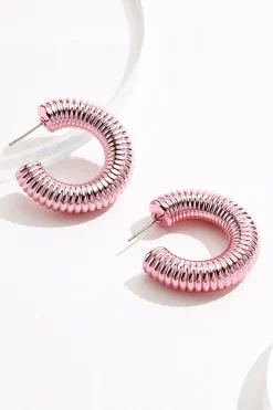 Pink Coil Hoop Earrings