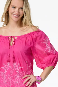 Pink Floral Embroidered Top